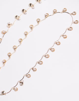 Asos Design Belly Chain With Shell And Faux Pearl Detail