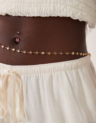 Asos Design Belly Chain With Star Design In Gold