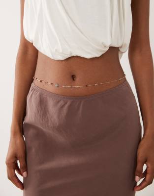 Asos Design Belly Chain With Station Multi-colored Chippings