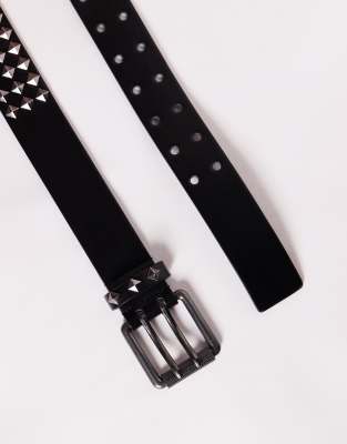 Asos Design Belt With Diamond Pyramid Studs