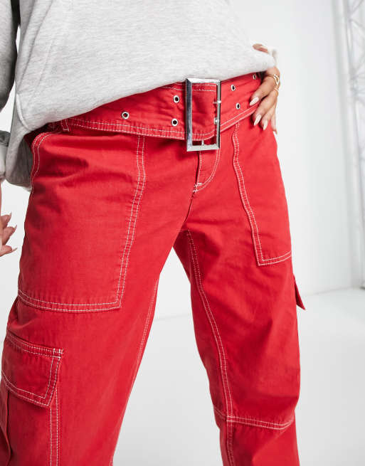 red baggy pants