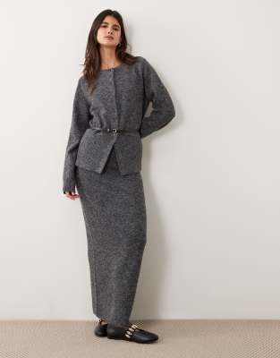 Asos Design Belted Co-ord Midi Skirt In Gray