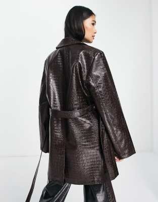 Asos Brand Faux Leather Bomber Jacket With Croc Effect, $85, Asos