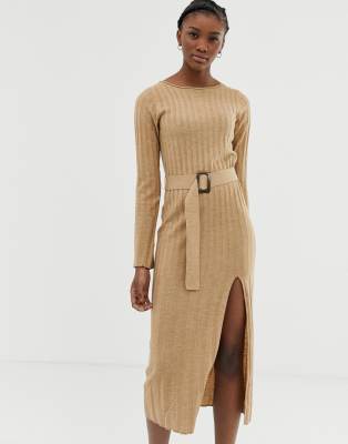 knitted belted dress