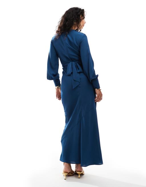 Asos navy blue maxi dress best sale