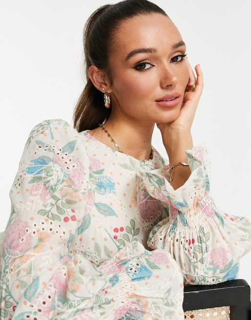 ASOS DESIGN belted maxi dress with pephem and floral broderie, 2 of 4