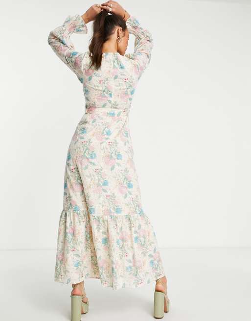 ASOS DESIGN belted maxi dress with pephem and floral broderie, 3 of 4
