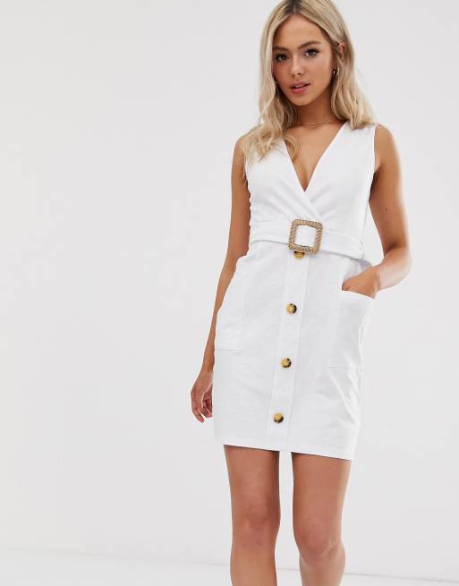 Asos Design Belted Mini Button Through Sundress Asos