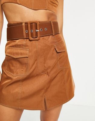 ASOS DESIGN belted mini skirt with stitching detail - part of a set