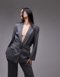 [ASOS DESIGN] ASOS DESIGN belted oversized blazer in charcoal-Grey XS Charcoal
