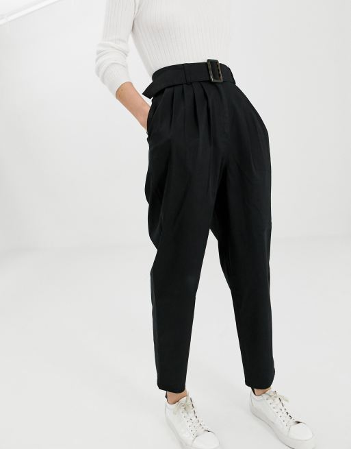 ASOS DESIGN belted peg pants with tortoiseshell buckle, 4 of 4