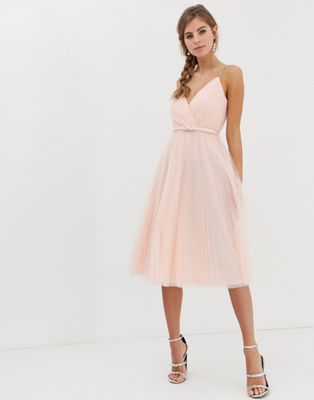 ASOS DESIGN belted pleated tulle cami 