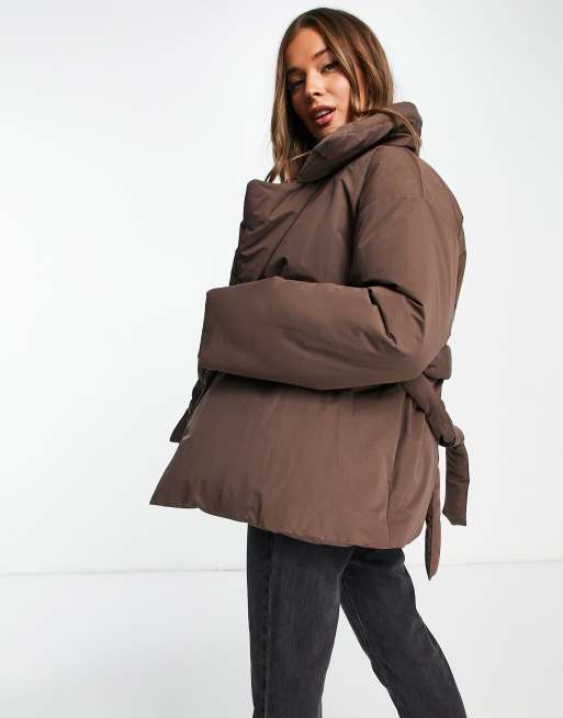 ASOS DESIGN puffer vest in brown