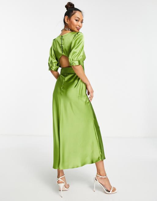 Asos green silk dress sale