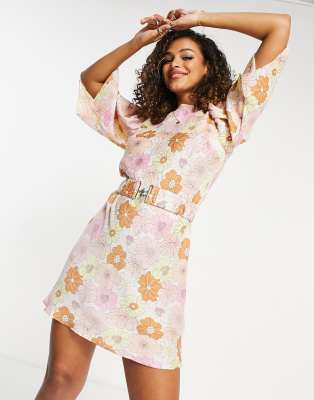 pastel floral mini dress