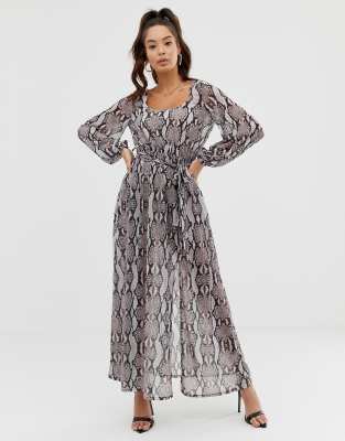 grey snake print maxi dress