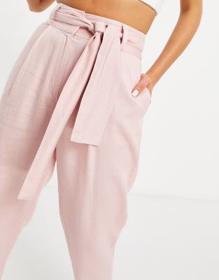 womens pink linen pants