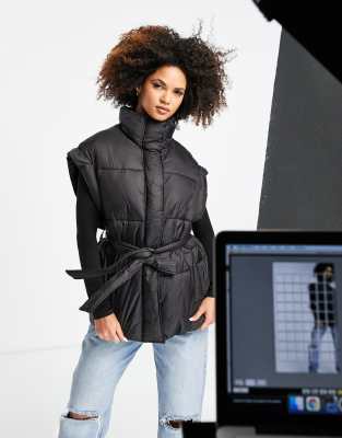 black puffer jacket vest