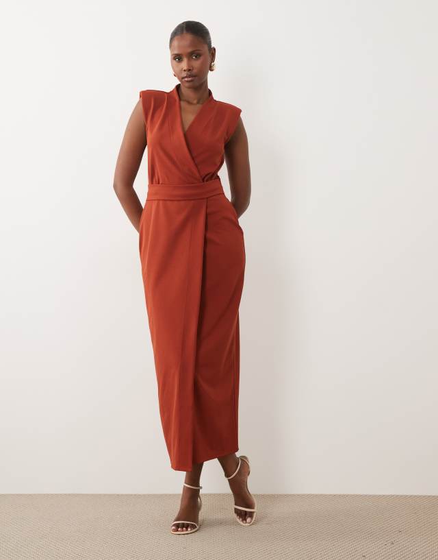 ASOS Design - Belted Wrap Midi Dress - Women - Polyester/Spandex - 2 US