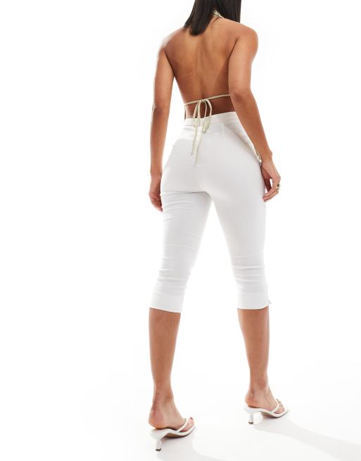 ASOS DESIGN bengaline capri pants in ivory, 5 of 5