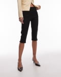 [ASOS DESIGN] ASOS DESIGN bengaline capri pants with split at sides in black pinstripe-Multi S Black pinstripe
