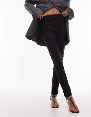 Asos Design Bengaline Cigarette Pants With Side Slit Detailing In Gray