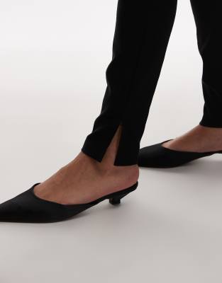 Asos Design Bengaline Cigarette Pants With Side Split Detail In Black