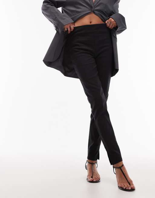 asos cigarette trousers ASOS DESIGN bengaline cigarette trouser with side split detail in fig