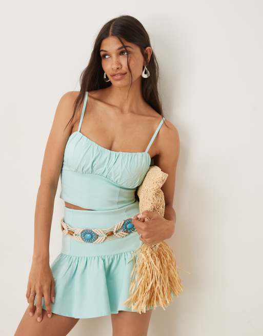 ASOS DESIGN bengaline flippy mini skirt in aqua blue - part of a set, 2 of 5