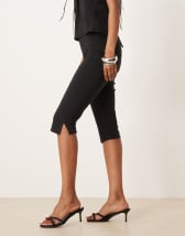ASOS DESIGN capri pants with side split in black - part of a set