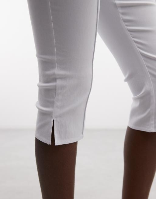 ASOS DESIGN bengaline high waist side split capri pant in white, 4 of 5