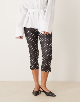 Asos Design Bengaline Longline Capri Pants With Split Hem In Multi