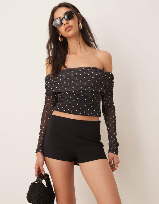ASOS DESIGN bengaline micro shorts in black, 5 of 5