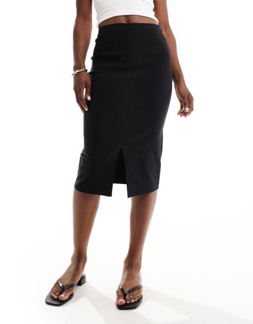 ASOS DESIGN bengaline midi pencil skirt in black ASOS