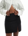 [ASOS DESIGN] ASOS DESIGN bengaline mini skirt with split detail in black 18 Black
