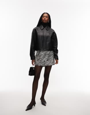 Asos Design Bengaline Mini Skort In Animal Print