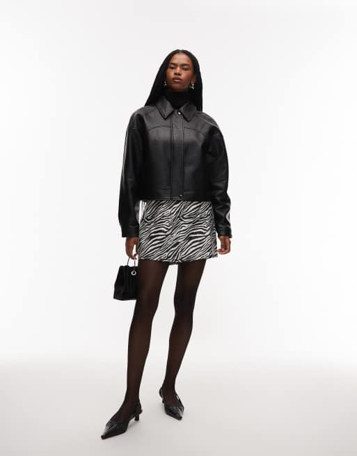 ASOS DESIGN bengaline mini skort in zebra print, 2 of 5