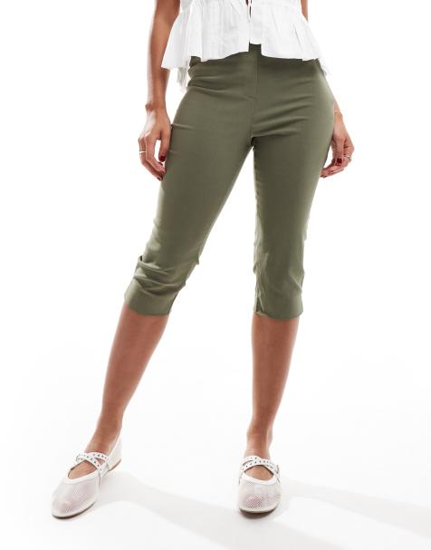 ASOS DESIGN bengaline pedal pusher in khaki - view 1