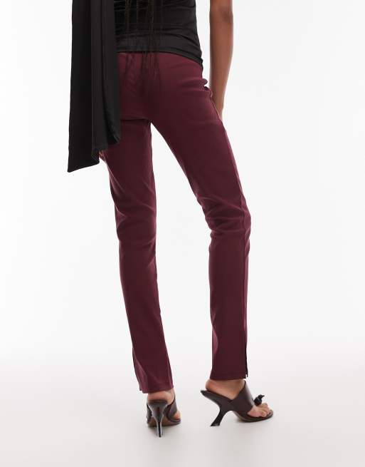 ASOS DESIGN bengaline puddle legging with side split in fig, 5 of 5