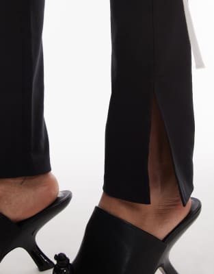 Asos Design Bengaline Puddle Leggings With Side Split In Black