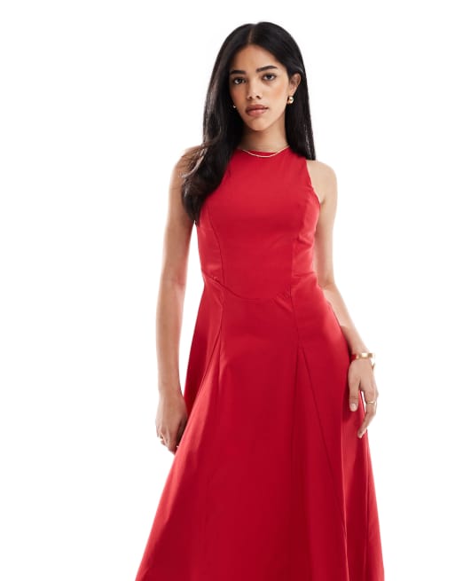 ASOS DESIGN bengaline sleeveless corset waist mini dress in red