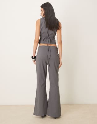 Asos Design Bengaline Slim Flare Pants In Gray