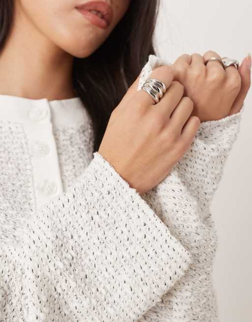 ASOS DESIGN – Benvit henley-topp i texturerad bouclé med långa ärmar, 4 av 4