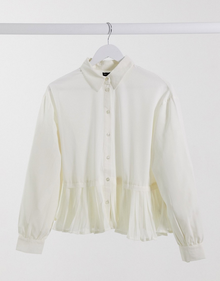 ASOS DESIGN – Benvit skjorta med plisserad kant