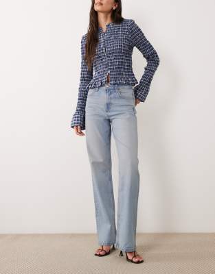 Bequeme Jeans mit geradem Schnitt und Stretchanteil in heller Waschung-Blau Blau 44