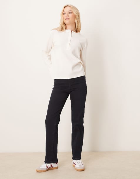 ASOS DESIGN – Bequeme Stretch-Jeans in Blau-Schwarz mit geradem Bein und verdrehten Nähten - view 1