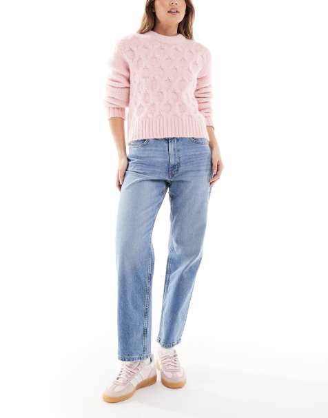ASOS DESIGN – Bequeme, verkürzte Stretch-Jeans in Mittelblau mit geradem Schnitt - view 1