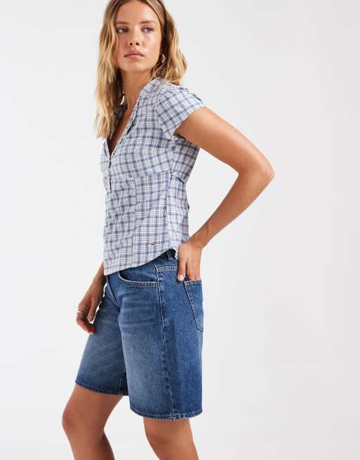 ASOS DESIGN - Bermuda a vita bassa lavaggio medio, 3 di 5