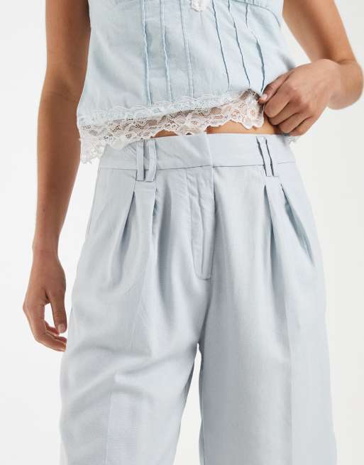 ASOS DESIGN - Bermuda ajusté en lin mélangé - Bleu pastel, 3 de 5