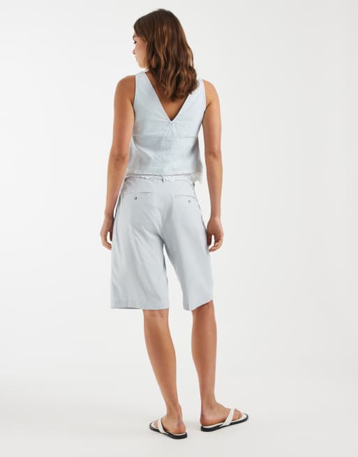 ASOS DESIGN - Bermuda ajusté en lin mélangé - Bleu pastel, 5 de 5